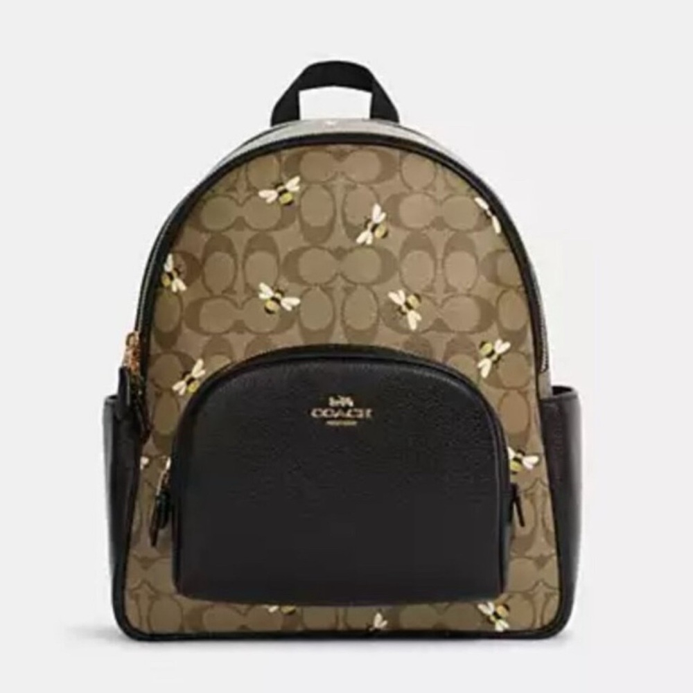Coach Court Backpack In
Signature Canvas With Bee Print BNWT